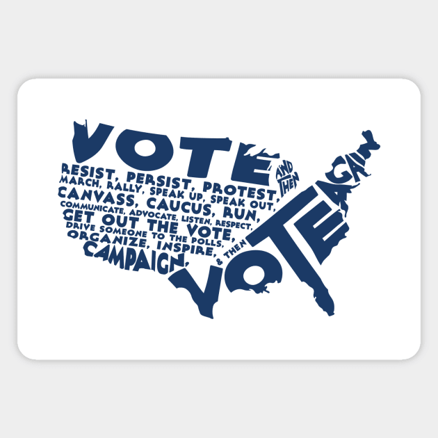 Vote And Then Resist Persist Protest Blue Wave GOTV Design Sticker by Forest & Outlaw